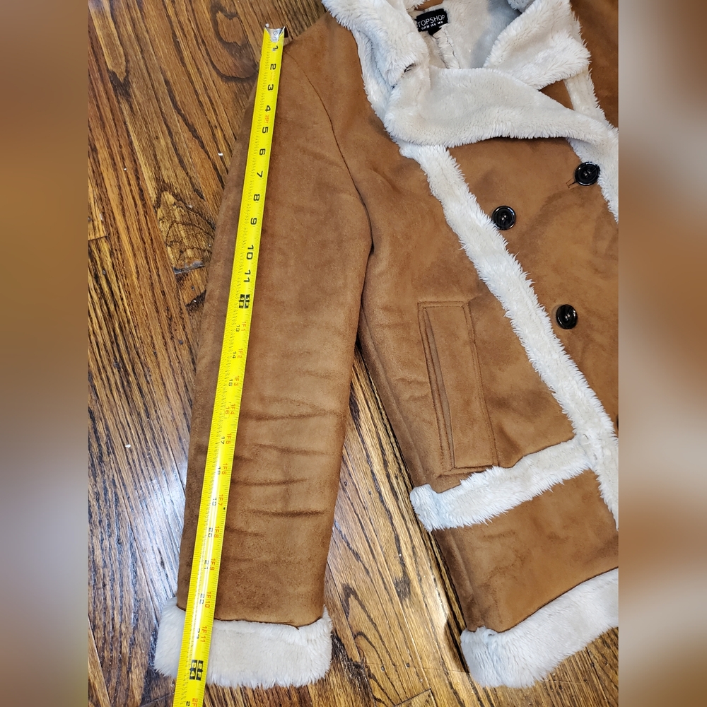 Topshop Faux Fur Shearling Tan Coat - Picture 10 of 16